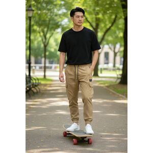 Tony Hawk  Men's Khaki ( Light Brown) Pull On  Moto Jogger Pants.  Size L